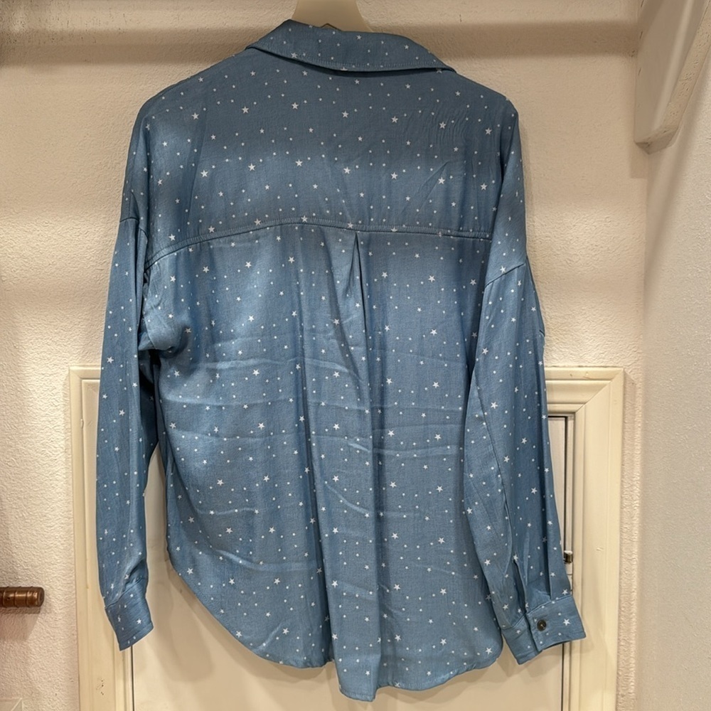 Heyson blue button front shirt white stars - Picture 4 of 4